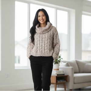 Moon & Madison textured chunky cozy knit turtleneck long sleeve sweater large